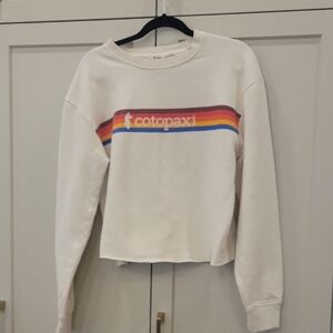 Cotopaxi Women's beige Sweater with Multicolor Stripes sz XL cropped